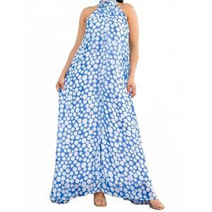 NEW KAREN T DESIGN polka dots halter jumpsuit in blue